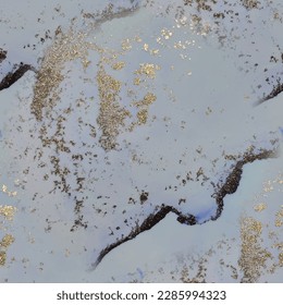 Blue Vector Ink Marble. Foil Art Paint. Fluid Seamless Background. White Alcohol Ink Canvas. Metal Watercolor Pattern. Gold Marble Watercolor. Gold Oriental Background. Luxury Seamless Ink Painting