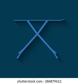 Blue Vector ironing board with shadow on a blue background