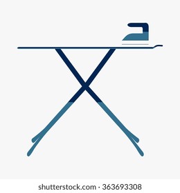 Blue Vector ironing board with Steam iron icon