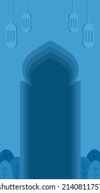 blue vector islamic background with islamic chandelier suitable for ramadan and eid ul fitr designs or other islamic occasions