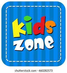 Blue Vector kids zone banner design isolated on white