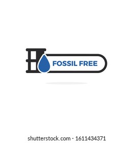 Blue Vector Label Illustration Of Fossil Free. Oil Barrel.