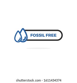 Blue Vector Label Illustration Of Fossil Free. Oil Drips.