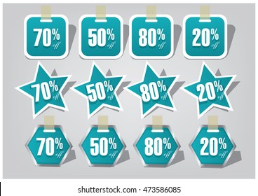 Blue Vector Label, Tag, Sticker of Sale and Discount