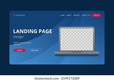 Blue vector landing page design.