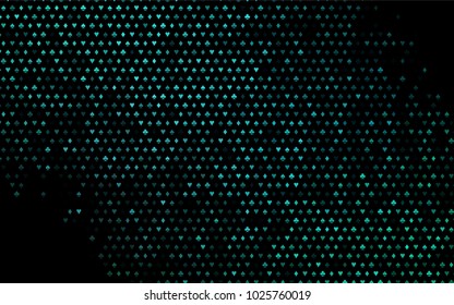 BLUE vector layout with elements of cards. Shining illustration with hearts, spades, clubs, diamonds. Design for ad, poster, banner of gambling websites.