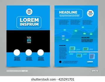 Blue Vector Leaflet Brochure Flyer template flat design. Book cover layout design. Abstract blue presentation templates