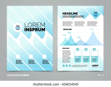 Blue Vector Leaflet Brochure Flyer template flat design. Book cover layout design. Abstract blue presentation templates