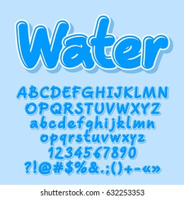 Blue vector letters, numbers, symbols, Font contains graphic style.