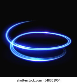 Blauer, Vektorheller Whirlpool, heller, wirbelnder, glühender spiralförmiger Hintergrund.
