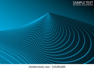 Blue vector lighted background illustration - Abstract blue curved vector background  template