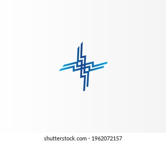 Blue vector line logo design template