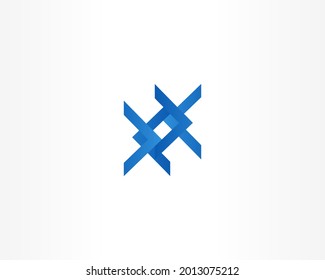 Blue vector logo design elements. Universal line logo template icon