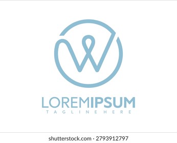 Blue vector logo design with a stylized letter and placeholder text on a white background for branding and advertising purposes with a modern style and aesthetic look.