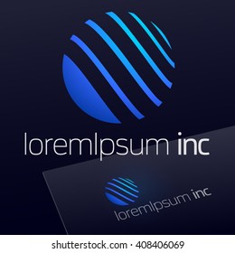 Blue vector logo. Emblem for for Business, Technology, Corporation