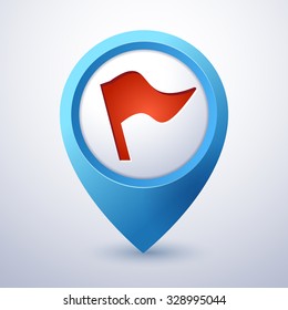 blue vector map marker pointer with icon of flag map world travel index point yellow tourism red guide orange gold sign object site business place golden green road flag location pin fizz sphere guida