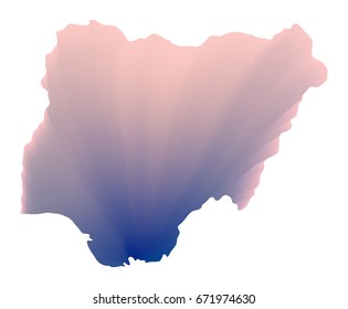Blue vector map of Nigeria. Isolated illustration on white background