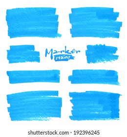 Blue Vector Marker Stains Set