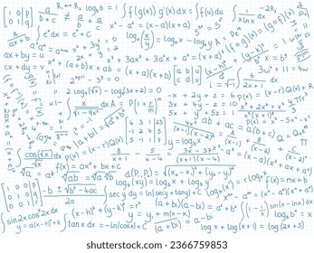 Blue vector mathematical formulae background