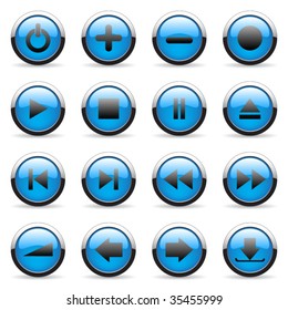 Blue vector media and web icon (set 2)