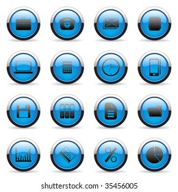 Blue vector media and web icon (set 4)