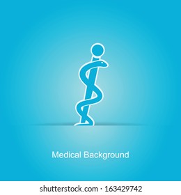 Blue vector medical background with caduceus snake