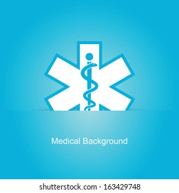 Blue vector medical background with caduceus snake