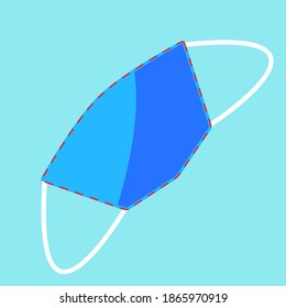 Blue Vector medical face mask. style flat