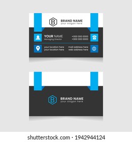 Blue vector modern abstract clean and simple business card template, Horizontal name card, Stylish stationery design and visiting card, Creative and professional business card design.