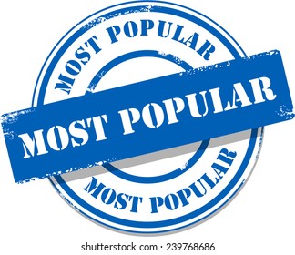 Blue vector most popular tag stamp