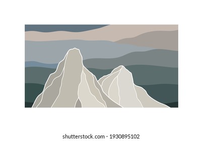 Montañas vectoriales azules. Para impresiones, afiches, pegatinas, diseño de viajes.