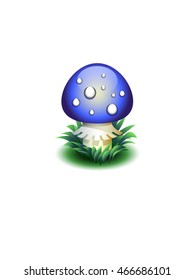 blue vector mushroom isolated on transparent background