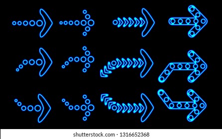 Blue vector neon style arrows
