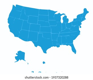 Blue Vector Oil Paint Map of United States of America 