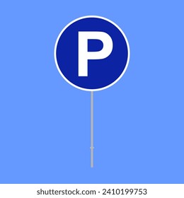 Vector azul en señal de carretera con varios símbolos