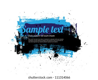 Blue vector painted grungy banner / badge / background