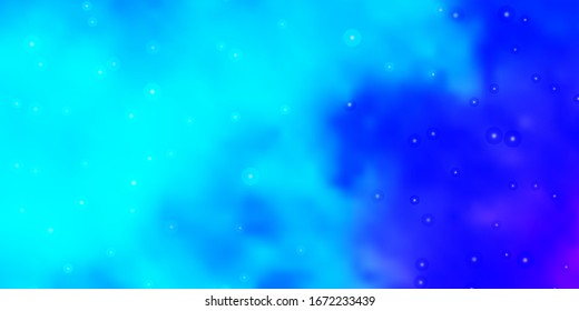  Blue vector pattern with abstract stars. Shining colorful illustration with small and big stars. Best design for your ad, poster, banner.