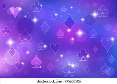 Blue vector pattern of playing cards.