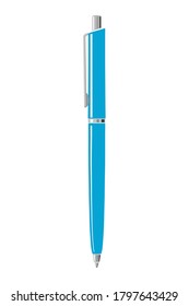 Blue vector pen isolated on white background