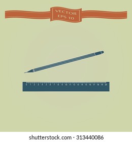 Blue Vector Pencil Icon 