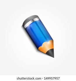Blue vector pencil on light background