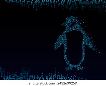 blue vector penguin in a geometric style