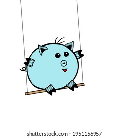 Ein blauer, pigmentierter, pigmentierter Junge, der auf weißem Hintergrund schwingt