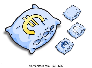 blue vector pillow with a dollar sign