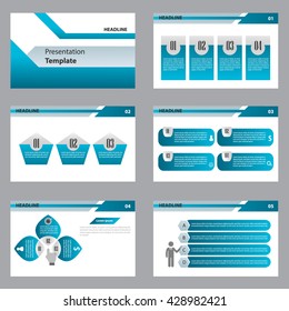 Blue vector presentation templates Infographic elements flat design set for brochure flyer leaflet marketing