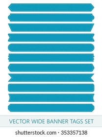 Blue vector price ribbons. Wide sale tags banners