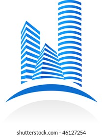 Blue vector real estate  symbol on white background