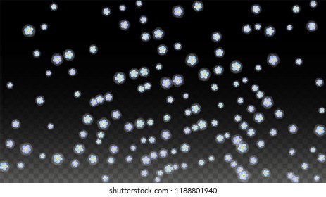 Blue Vector Realistic Blue Petals Falling on Transparent Background.  Spring Romantic Flowers Illustration. Flying Petals. Sakura Spa Design. Blossom Confetti. Design Elements for  St. Valentine Day.