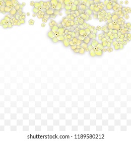 Blue Vector Realistic Blue Petals Falling on Transparent Background.  Spring Romantic Flowers Illustration. Flying Petals. Sakura Spa Design. Blossom Confetti. Design Elements for  Poster Design. 