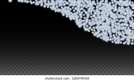 Blue Vector Realistic Blue Petals Falling on Transparent Background.  Spring Romantic Flowers Illustration. Flying Petals. Sakura Spa Design. Blossom Confetti. Design Elements for  Poster Design. 